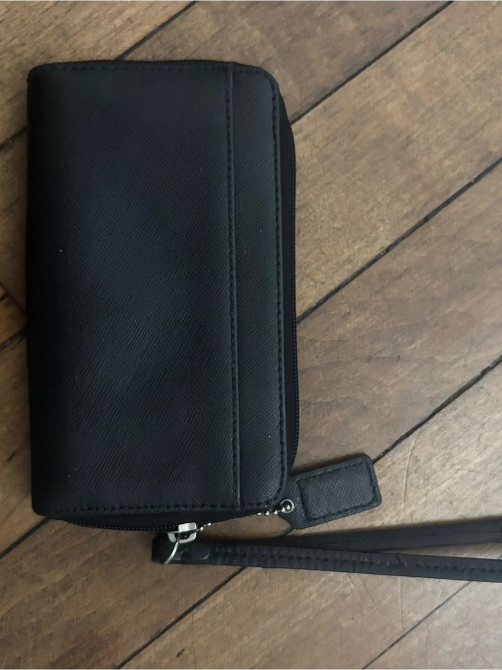 Coach Black Saffiano Zip-Around Wristlet